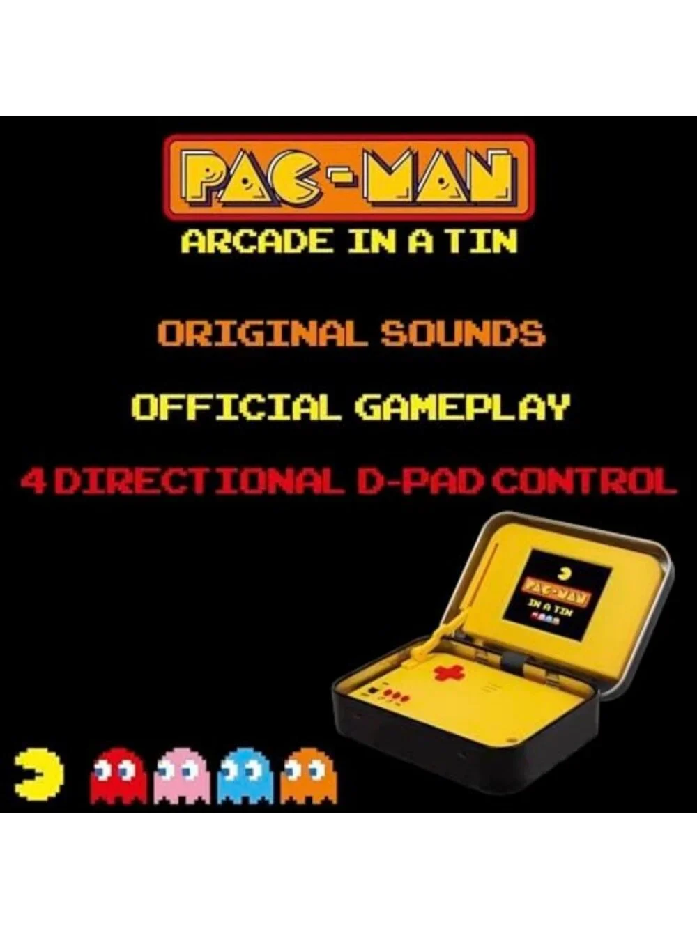 Classic Arcade Game in a Tin - 8-Bit Pac-Man with 4” Screen & Original Sounds